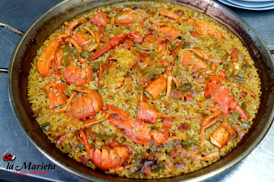 Paella de arroz con bogavante en Mollet, Restaurant La Marieta
