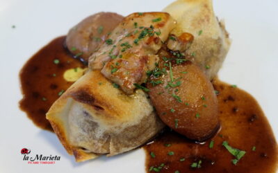 Restaurante La Marieta, íntimo y familiar, aniversarios,cenas románticas, cenas de empresa y celebraciones en Mollet del Vallès, Barcelona, crujiente de pato