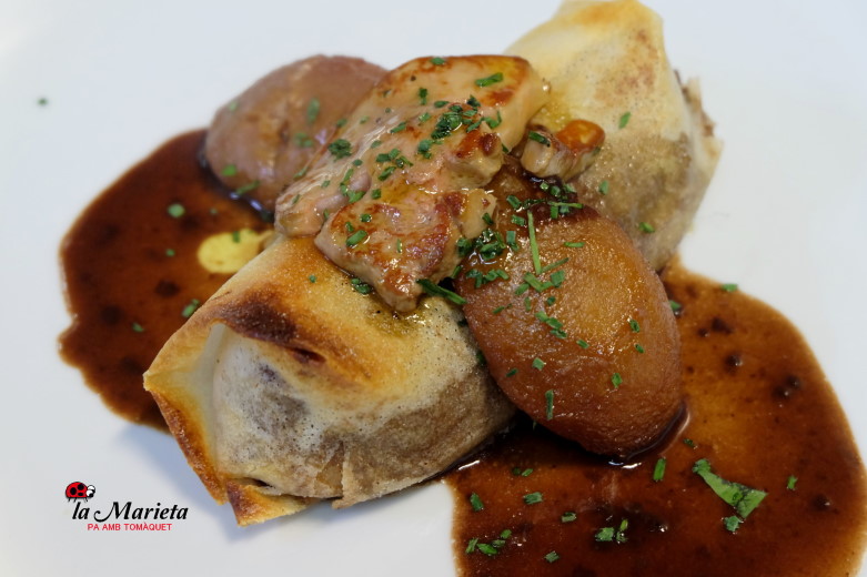 Restaurante La Marieta, íntimo y familiar, aniversarios,cenas románticas, cenas de empresa y celebraciones en Mollet del Vallès, Barcelona, crujiente de pato