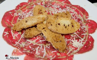 Restaurante La Marieta, Carpaccio de buey.Ambiente íntimo y familiar, aniversarios,cenas románticas, cenas y celebraciones en Mollet del Vallès, Barcelona