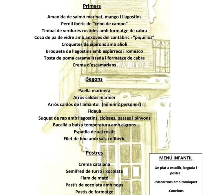 Menú Nadal 2021, Menú de Navidad, restaurant la Marieta de Mollet del Vallès, Barcelona