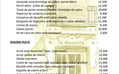 Menú Nadal 2022, Menú de Navidad, restaurant la Marieta de Mollet del Vallès, Barcelona